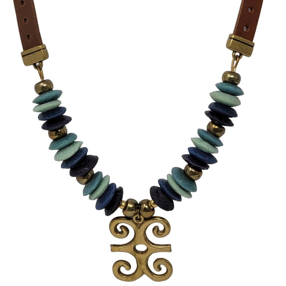 West Africa Tribal Necklace Ram Horns Dwennimmen Adinkara Pendant Bohemian Boho
